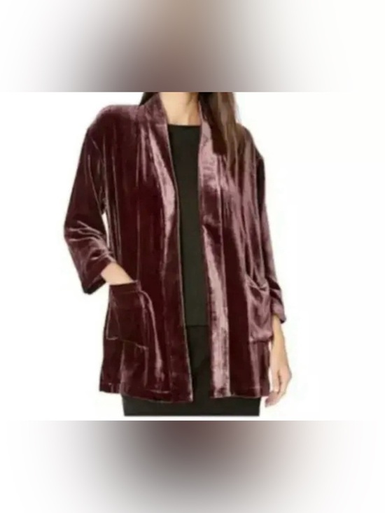 Eileen Fisher Jackets & Blazers - EILEEN FISHER Velvet Kimono Jacket wine mauve silk blend size small